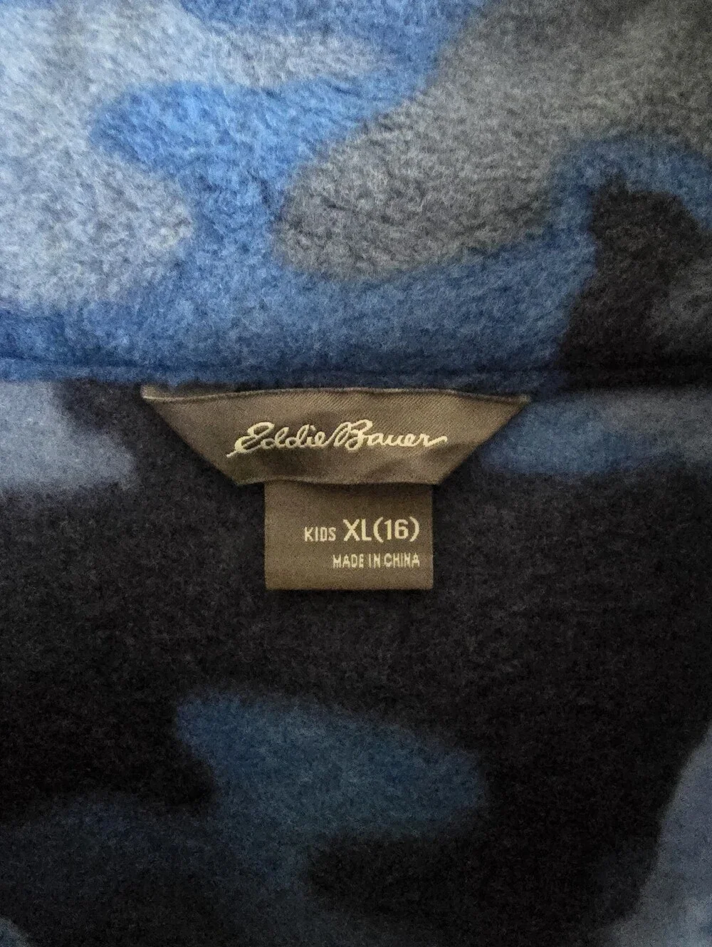 Eddie Bauer Kids XL 16 Blue Camo Fleece Waterproof Hooded Jacket Duo NWOTs